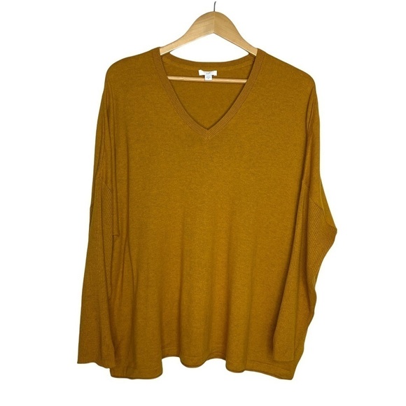 J. Jill Relaxed Fit Drop Shoulder Wool Blend Sweater Gold Melange XL - Picture 3 of 14